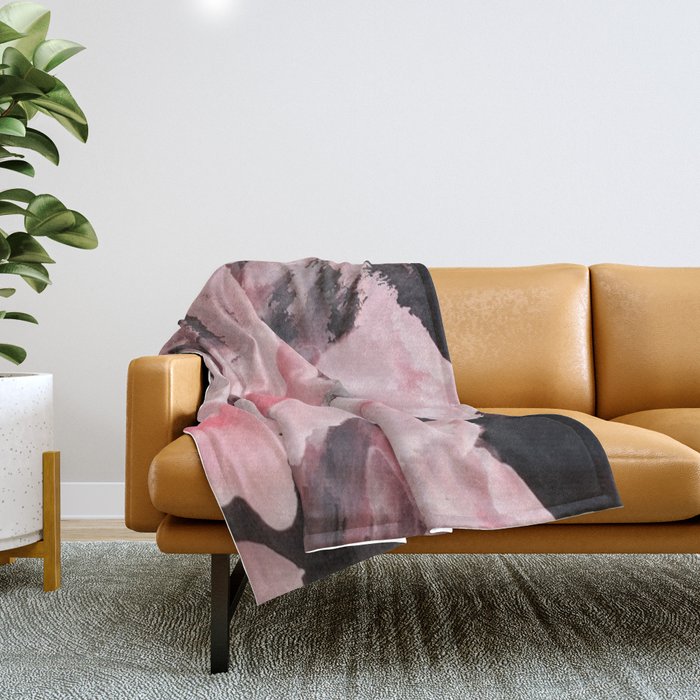 Light Pink Snapdragons Abstract Flowers Throw Blanket