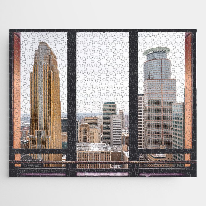 Minneapolis Skyline Window | City Views in Minnesota Jigsaw Puzzle