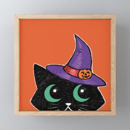 A witch cat: ABRACAMEOW Framed Mini Art Print