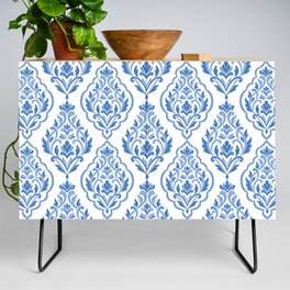 Blue and white damask vintage seamless pattern. Vintage, paisley elements. Traditional, Turkish motifs.  Credenza