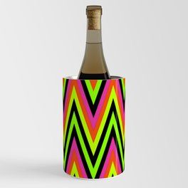 Chevron Design In Green Lime Red Pink Zigzags Wine Chiller