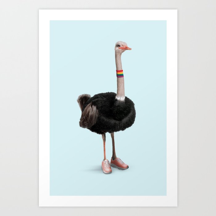 Sporty Ostrich Art Print
