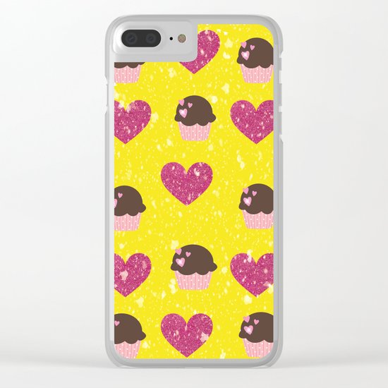 Hearts and cupcakes Clear iPhone Case