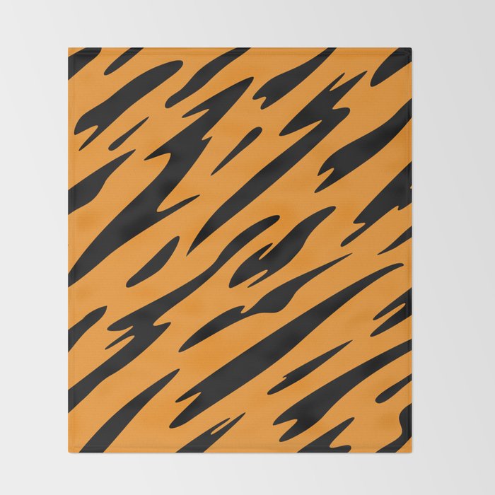 Bold And Beautiful Black And Orange Abstract Tiger Striped Pattern Throw Blanket By Hobrath Society6