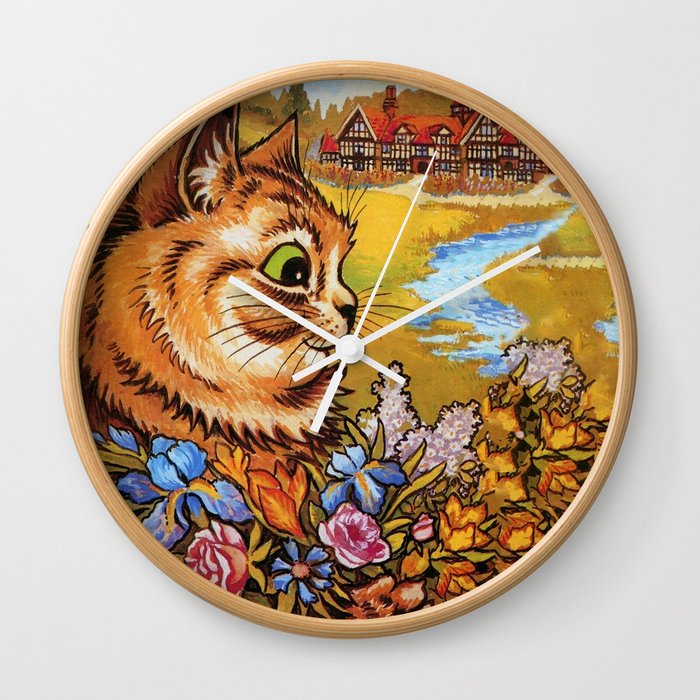 Louis Wain Country Cottage Cat  Wall Clock