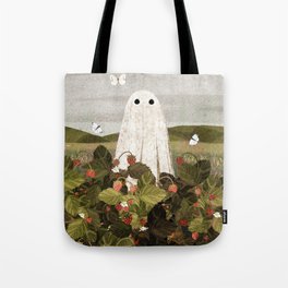 Strawberry Fields Tote Bag | Curated, Summer, Haunt, Crop, Field, Butterlfies, Plant, Spirit, Strawberries, Folkart 