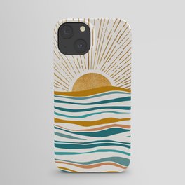 The Sun and The Sea - Gold and Teal iPhone Case