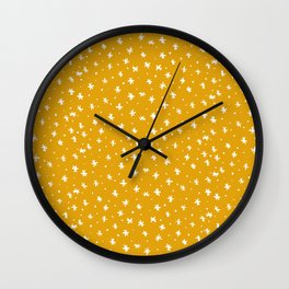 Stars and dots - yellow ochre Wall Clock