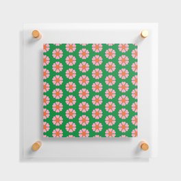 70s retro vintage green, pink and orange pattern background Floating Acrylic Print