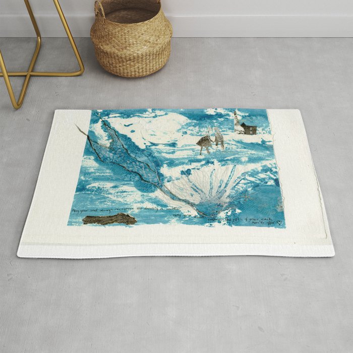 mermaid of Zennor collagraph 1 Rug