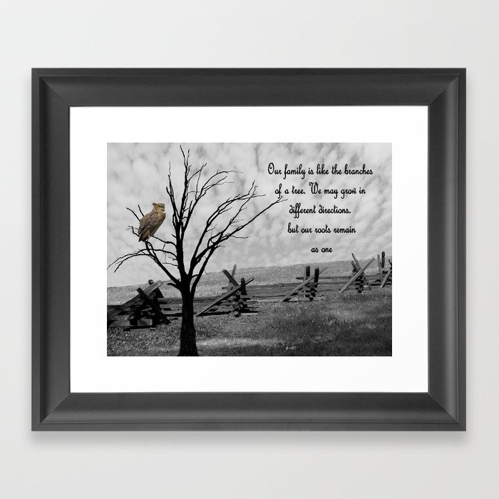 Great Horned Owl Bird with Family Quote Modern Country Art A570 Framed Art Print