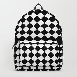 Black and White Large Diamond Checker Board Pattern Backpack