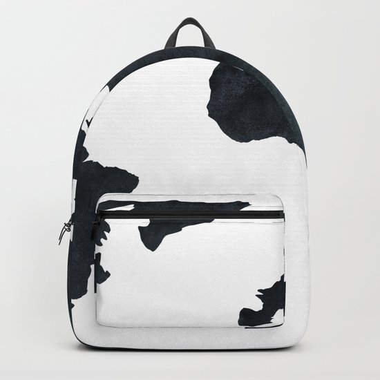 World Map Black Watercolor Ink Backpack