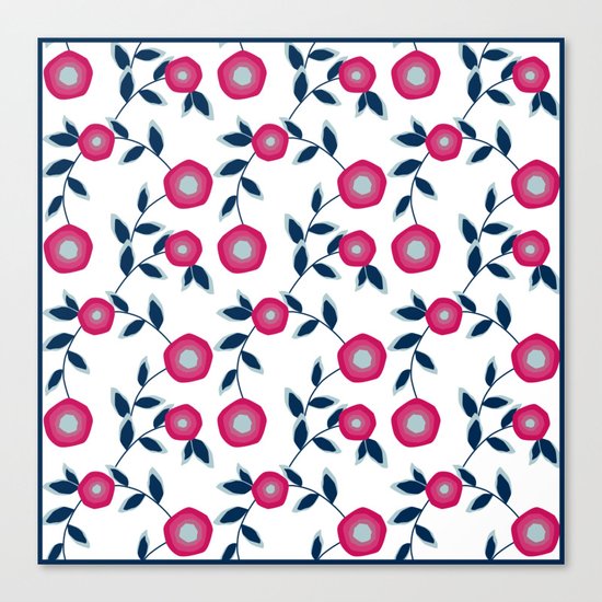 Red flowers on a white background. Canvas Print