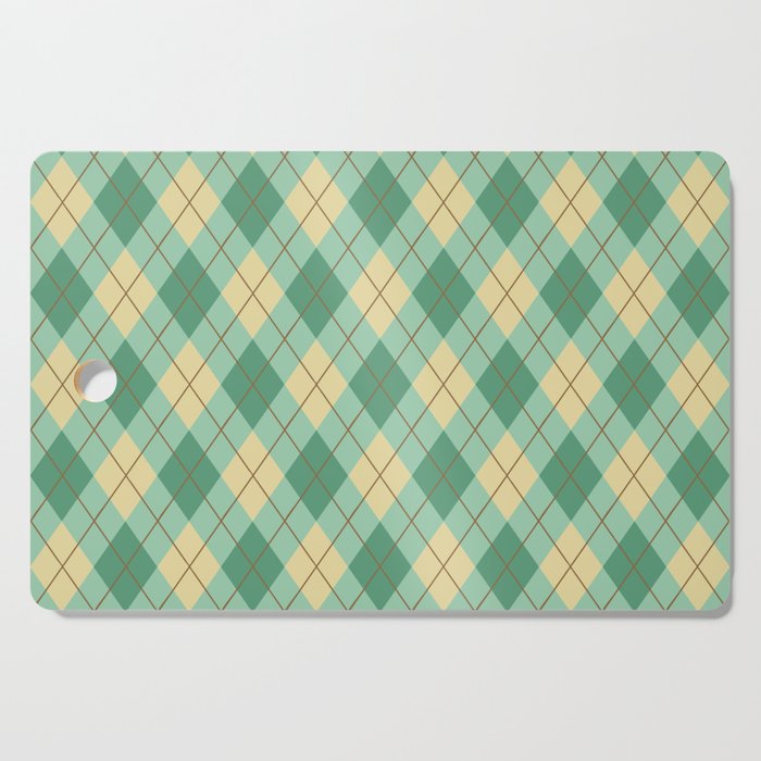 Sage green gingham checked Cutting Board