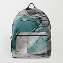 Smoky Grays and Green Abstract Flow Backpack