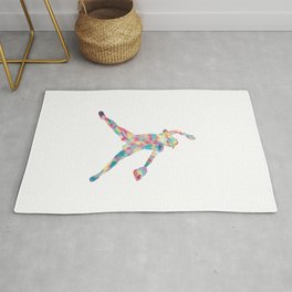 Girl baseball players art game play sport print watercolor Area & Throw Rug