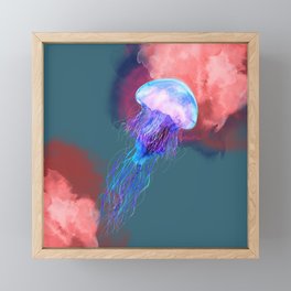 Purple Water Coloured Jelly Fish Framed Mini Art Print