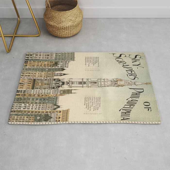 Vintage Poster Philadelphia Rug By Mosfunky