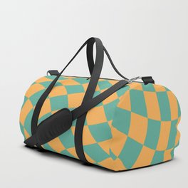 Orange and green swirl checker Duffle Bag