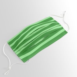[ Thumbnail: Forest Green & Light Green Colored Stripes Pattern Face Mask ]