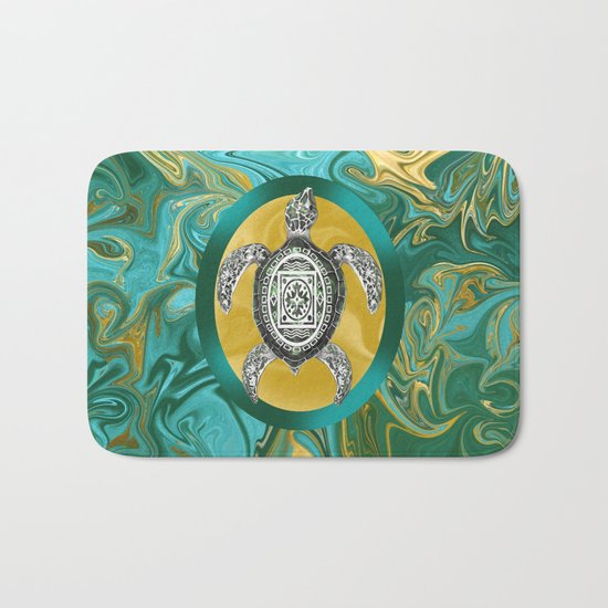 Aztec Emblem Sea Turtle Bath Mat
