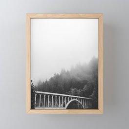 Oregon Coast Black and White Photography | Cape Creek Bridge in the Fog Framed Mini Art Print