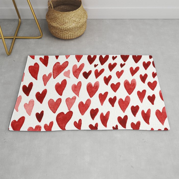 Valentines day hearts explosion - red Rug