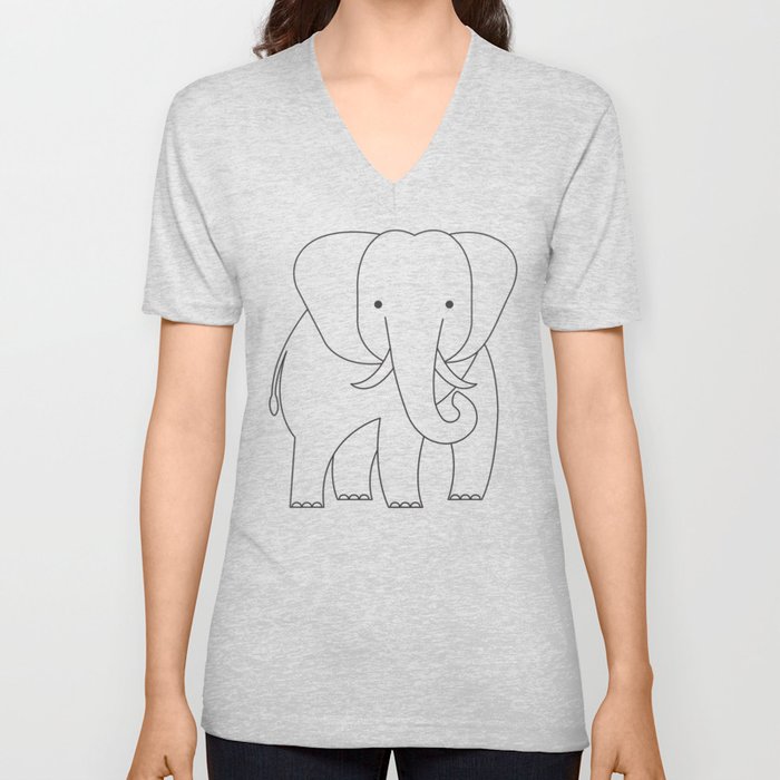 Minimalist Elephant V Neck T Shirt