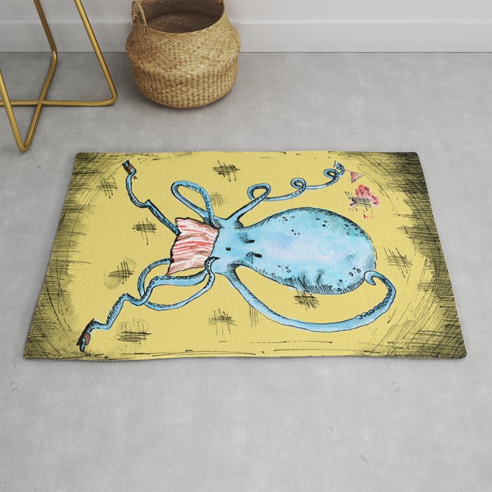 Quirky Octopus Slippers Drink & Towel Rug