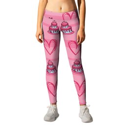 Cute Pink Cake Pattern Leggings