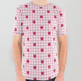 Strawberry Picnic Pattern (pink) All Over Graphic Tee