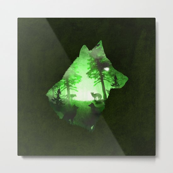 Green Wolf Metal Print