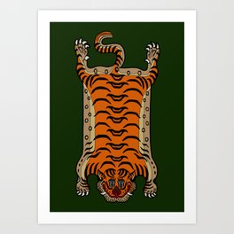 TIBETAN TIGER RUG-green Art Print