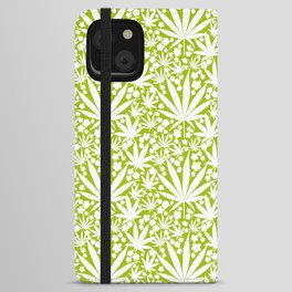 Mid-Century Modern Cannabis And Flowers Green iPhone Wallet Case