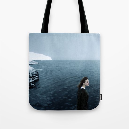 Girl ocean ice mountain Tote Bag