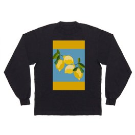 Fresh Lemon Tree Art Design on Yellow and Blue Long Sleeve T-shirt
