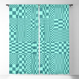 Glitchy Checkers // Turquoise Blackout Curtain