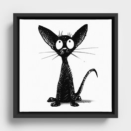 Little Black Oriental Cat Framed Canvas
