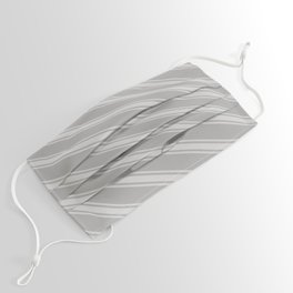[ Thumbnail: Dark Gray & Light Gray Colored Stripes/Lines Pattern Face Mask ]