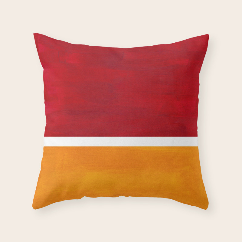 Burnt Red Yellow Ochre Mid Century Modern Abstract Minimalist