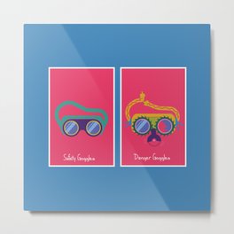 Danger Goggles Metal Print | Illustration, Fun, Silly, Curated, Comic, Graphicdesign, Colorful, Funny, Cute, Bright 