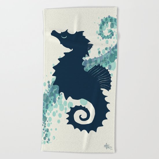 "Seahorse Silhouette" ` digital illustration by Amber Marine, (c) 2015 Beach Towel