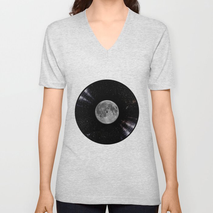 Awesome Moon and Stars Vinyl V Neck T Shirt