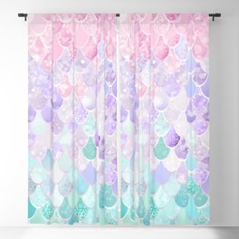 Cute Mermaid Pattern, Light Pink, Purple, Teal Blackout Curtain