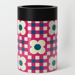 Floral gingham checker pattern Can Cooler
