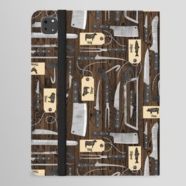 Brown - Butcher Knives on Wood iPad Folio Case