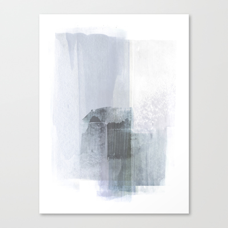 Blue Grey Minimalist Abstract Painting Canvas Print By Mininst