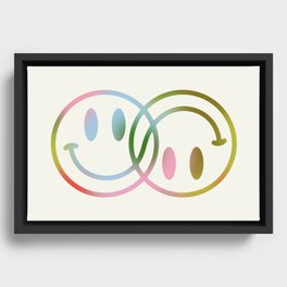Synergy Framed Canvas | Face, Minimal, Graphicdesign, Happiness, Smiley Face, Shapes, Smiley, Pattern, Symbol, Minimalism 