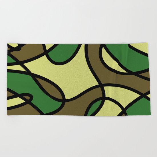 Camo Curves - Abstract, camouflage coloured pattern Beach Towel
